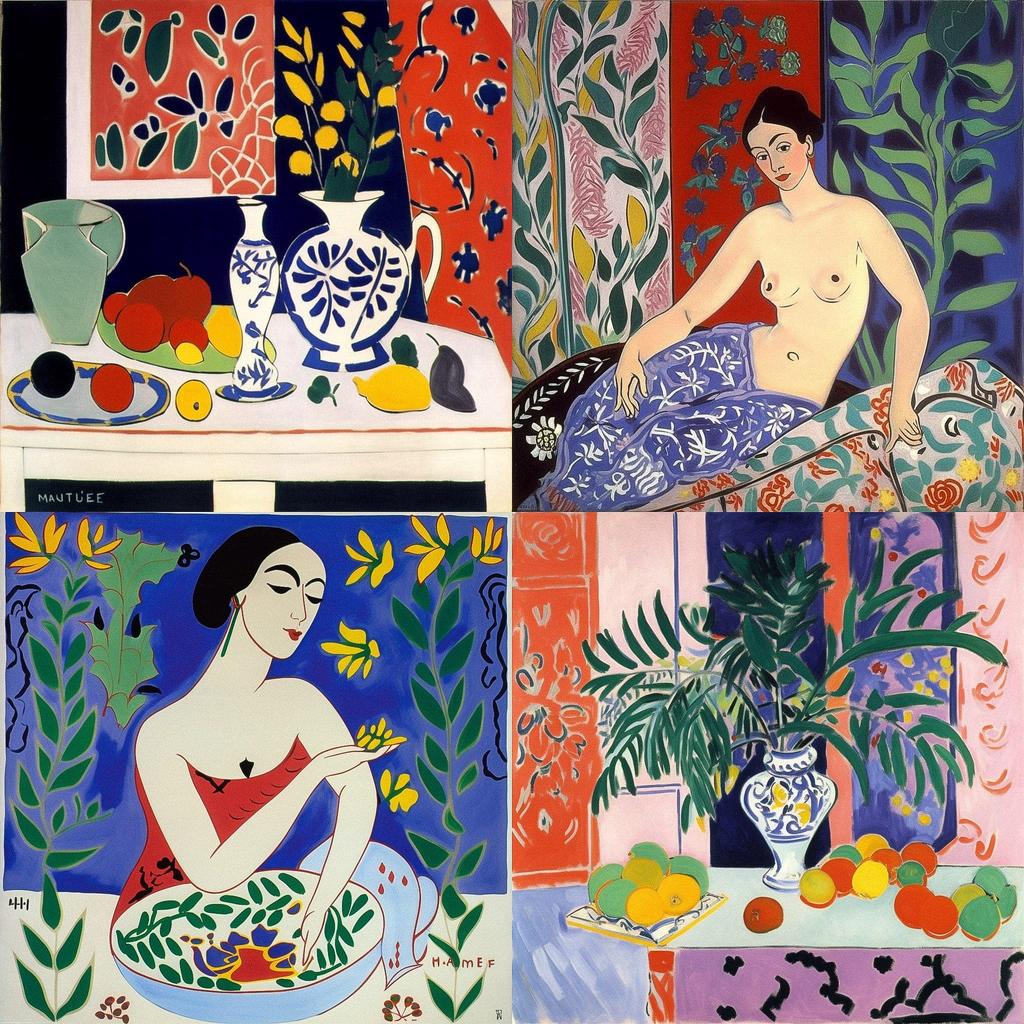 Henri Matisse style, Midjourney V5, render 1 of 4