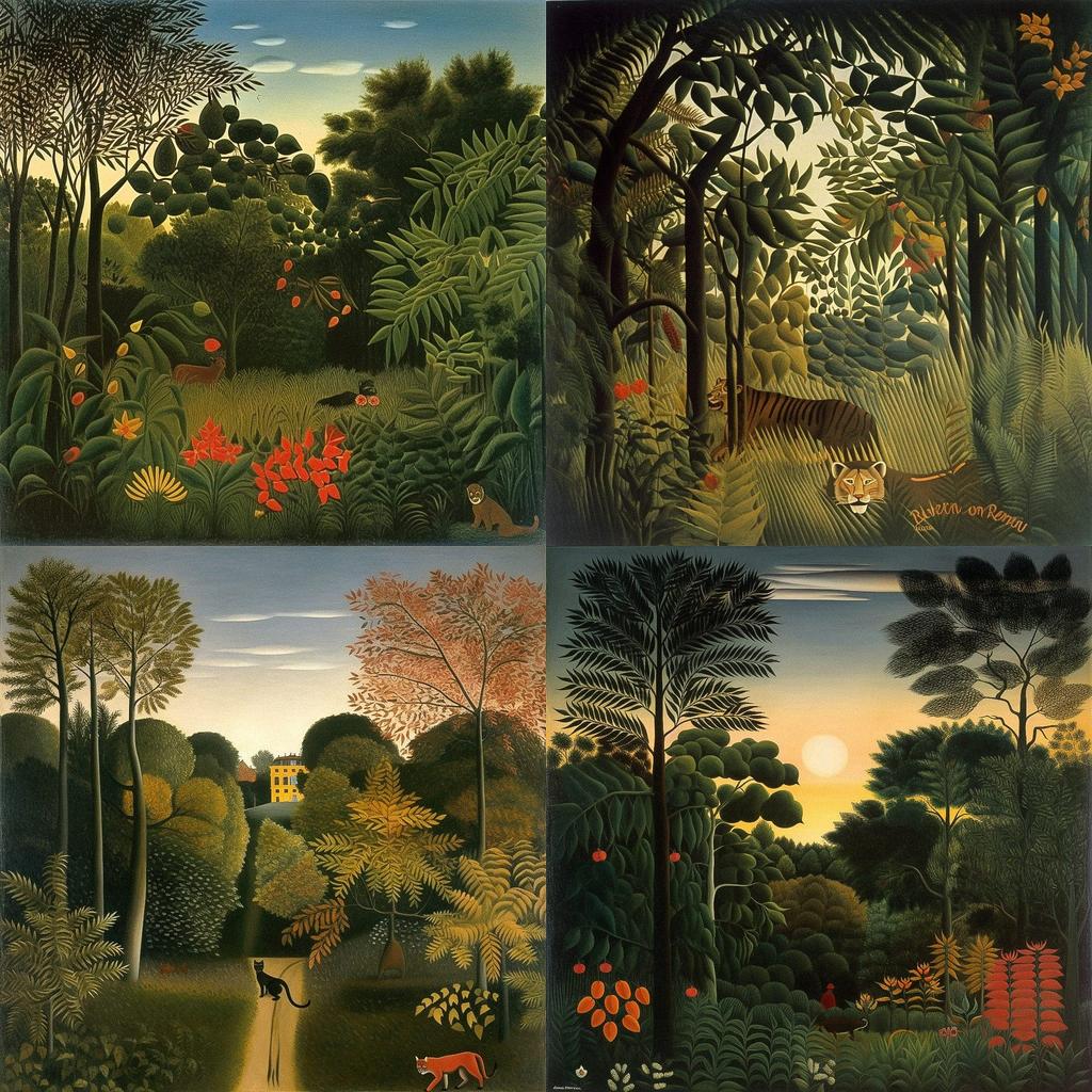 Henri Rousseau style, Midjourney V5, render 1 of 4