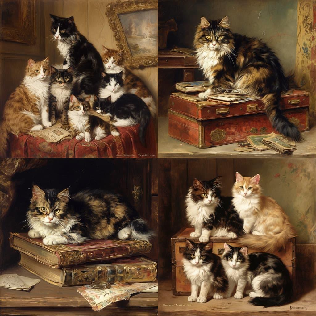 Henriette Ronner-Knip style, Midjourney V5, render 1 of 4