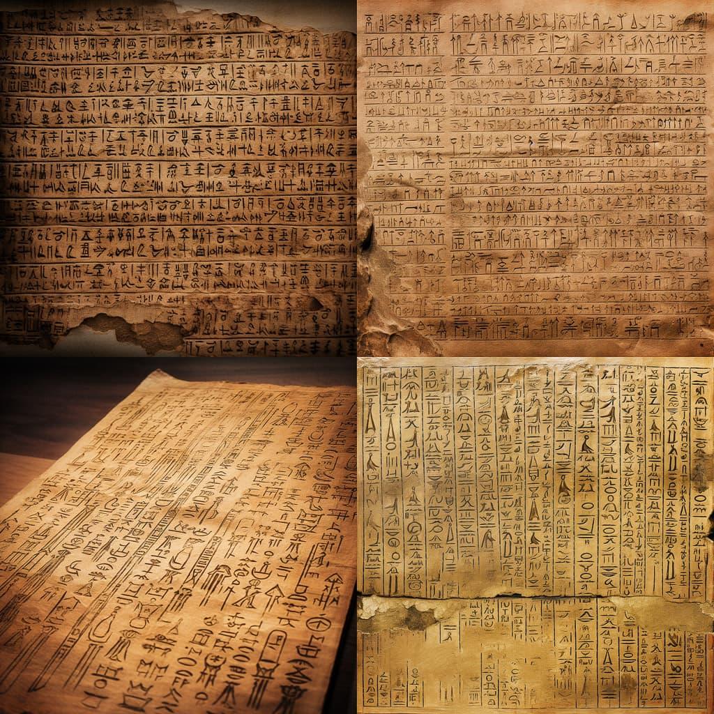 Hieratic script style, Midjourney V5, render 1 of 4