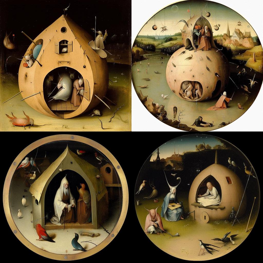 Hieronymus Bosch style, Midjourney V5, render 1 of 4