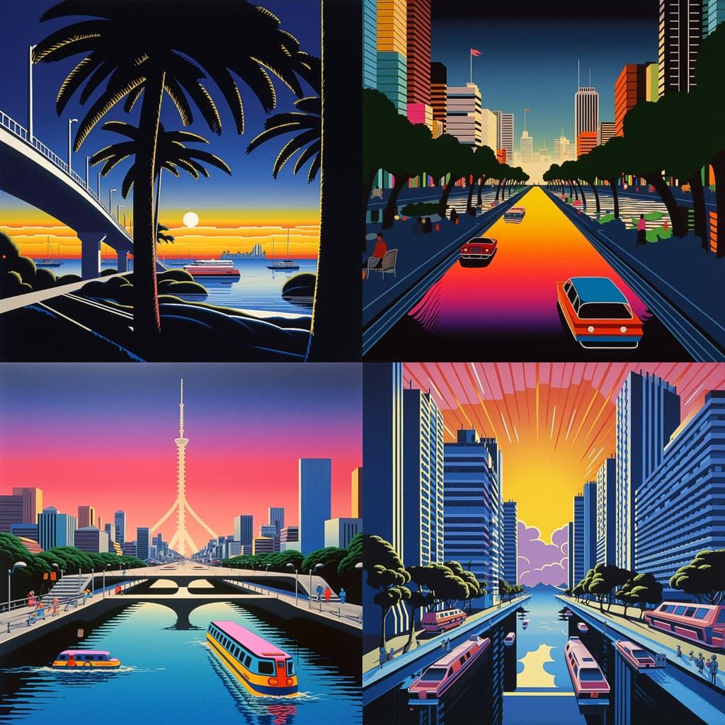 Hiroshi Nagai style, Midjourney V5, render 1 of 4