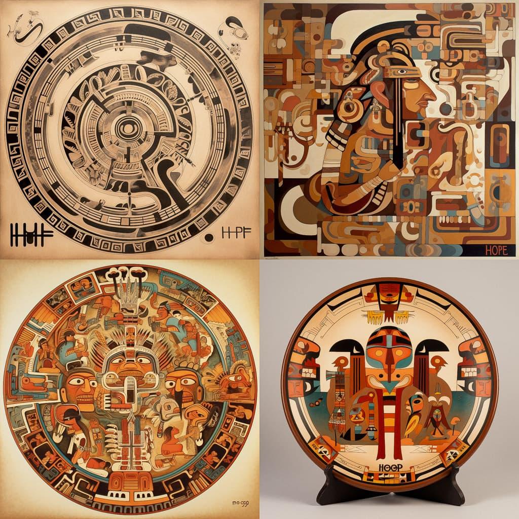 Hopi art style, Midjourney V5, render 1 of 4