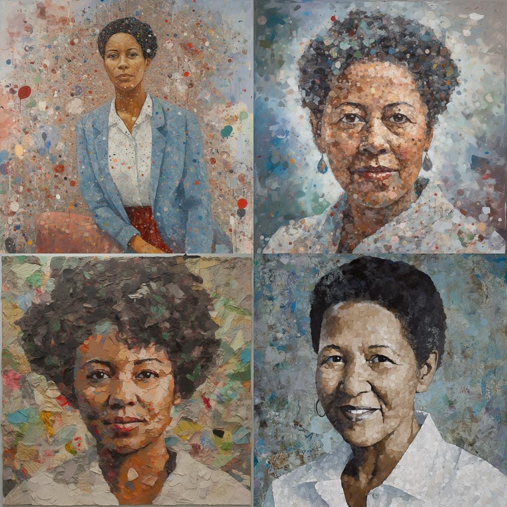 Howardena Pindell style, Midjourney V5, render 1 of 4