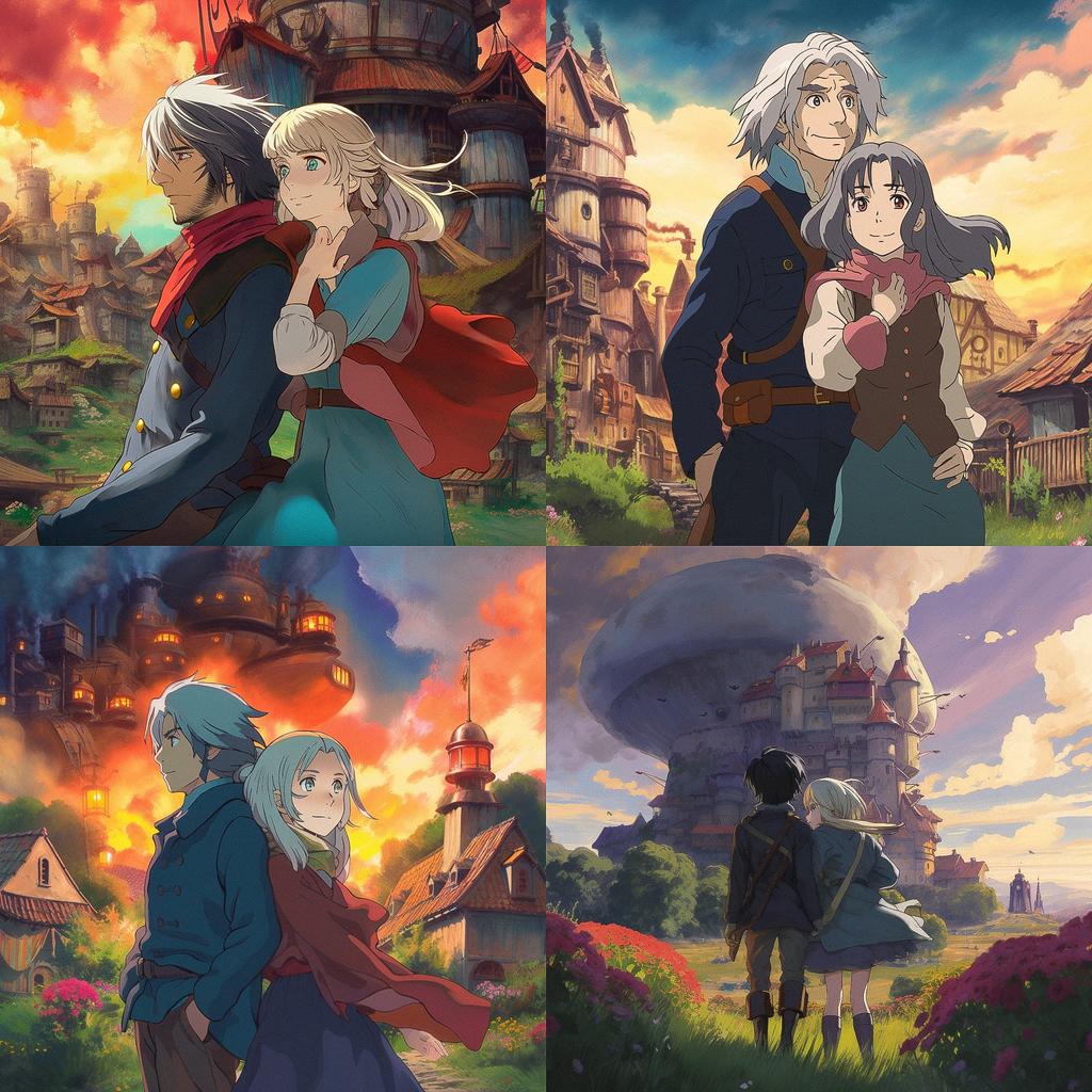 Howl's Moving Castle style, Midjourney V5, render 1 of 4
