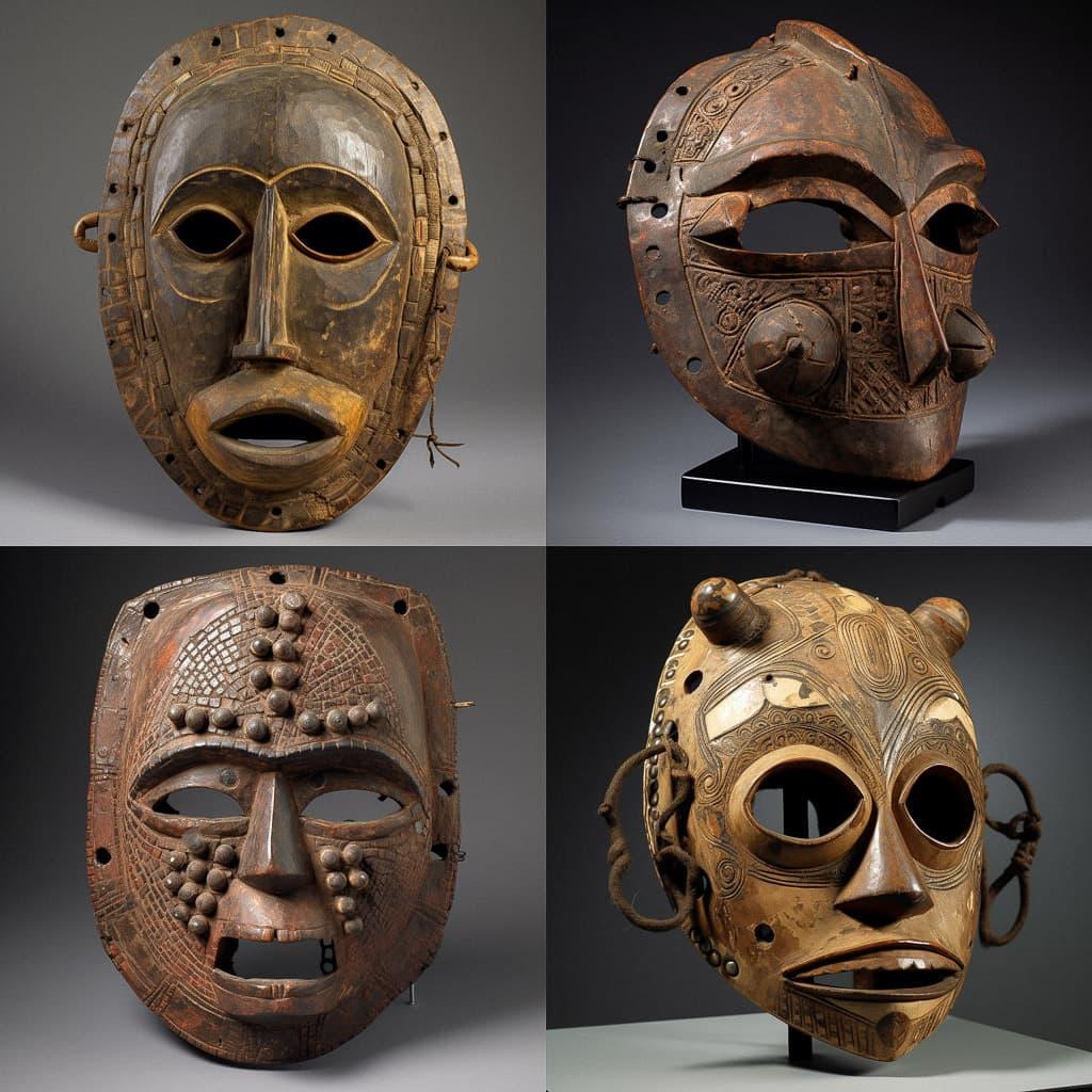 Hudoq mask style, Midjourney V5, render 1 of 4
