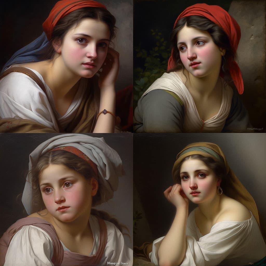Hugues Merle style, Midjourney V5, render 1 of 4