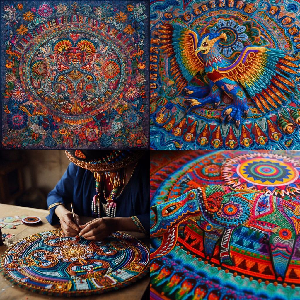 Huichol art style, Midjourney V5, render 1 of 4