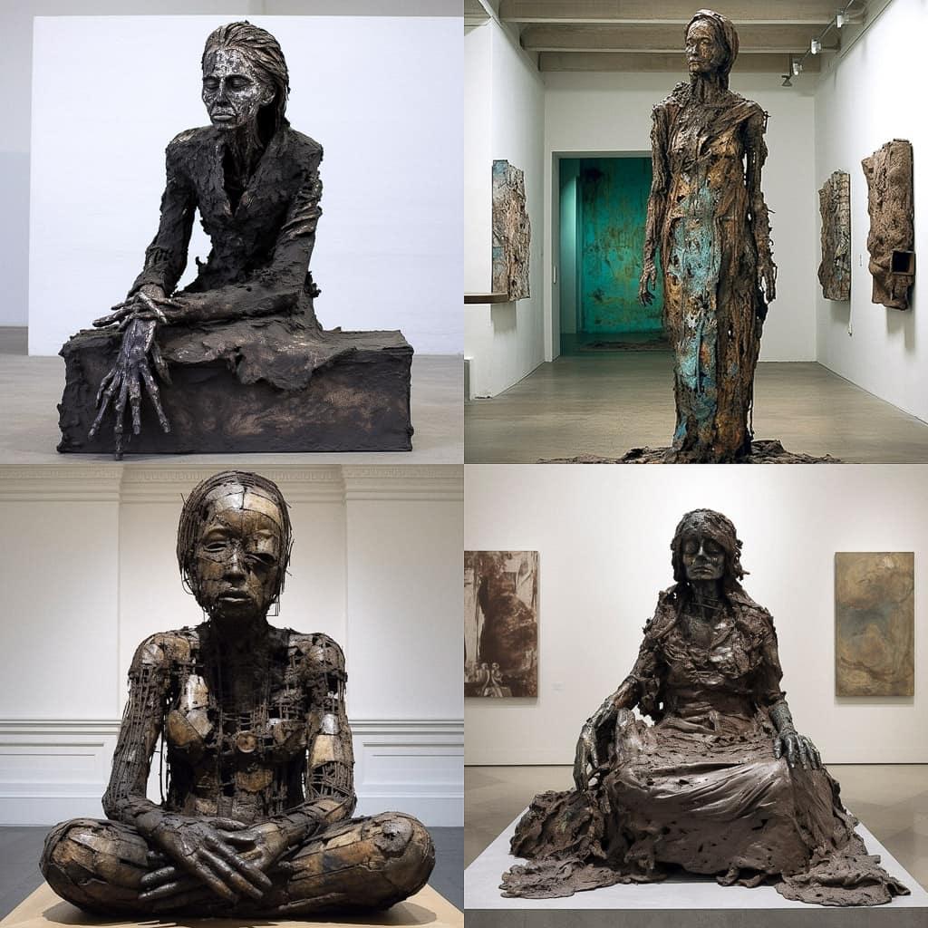 Huma Bhabha style, Midjourney V5, render 1 of 4
