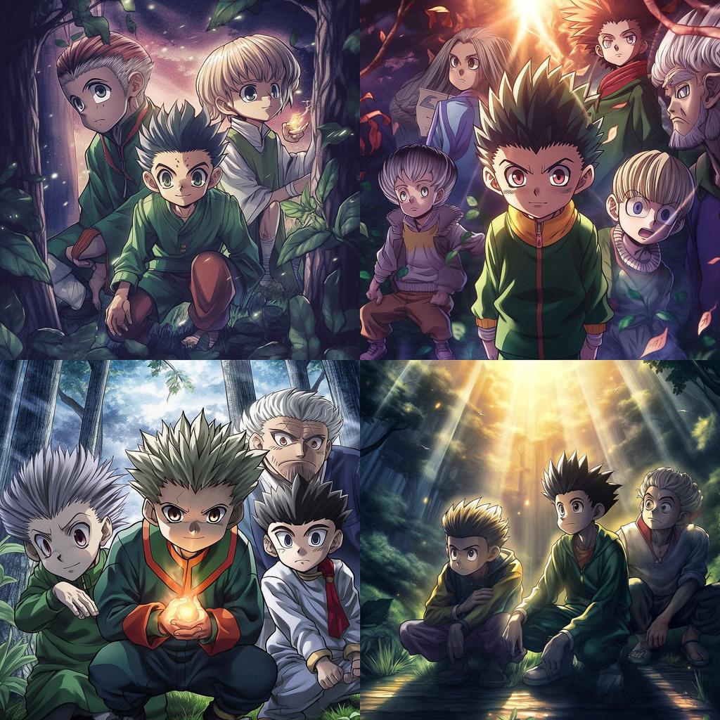 Hunter x Hunter style, Midjourney V5, render 1 of 4