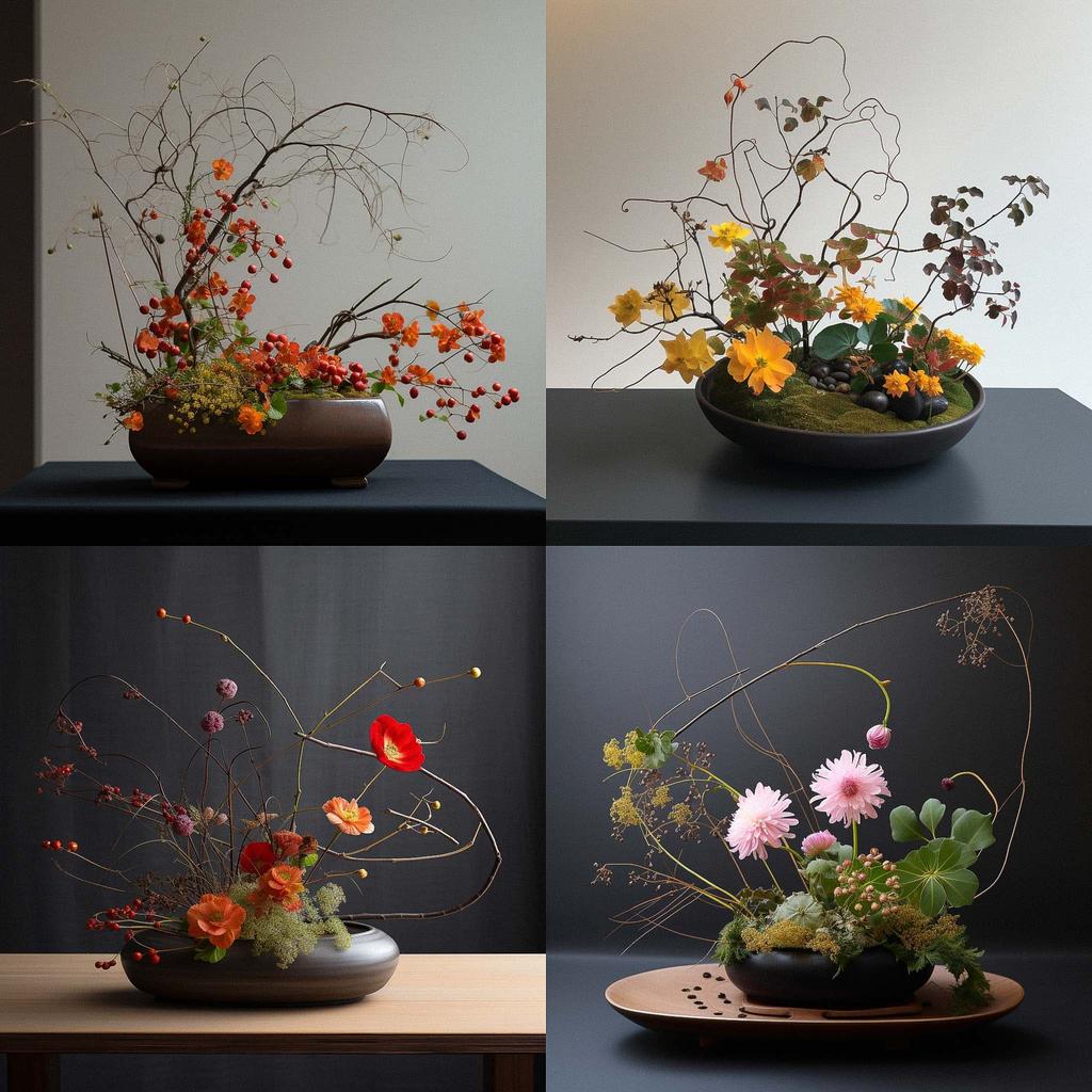 Ikebana style, Midjourney V5, render 1 of 4