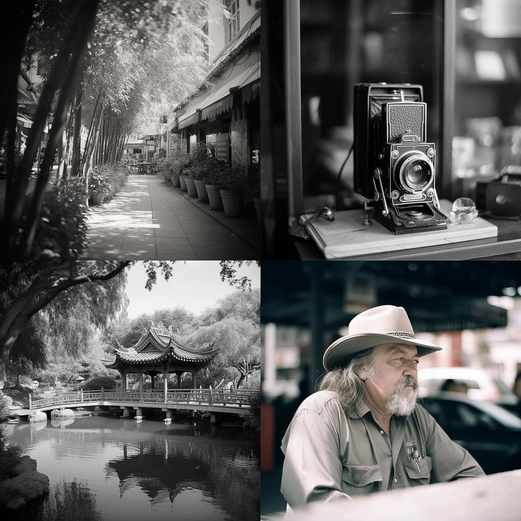 Ilford FP4 125 style, Midjourney V5, render 1 of 4