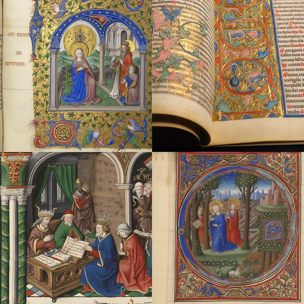 Illuminated manuscript style, Midjourney V5, render 1 of 4