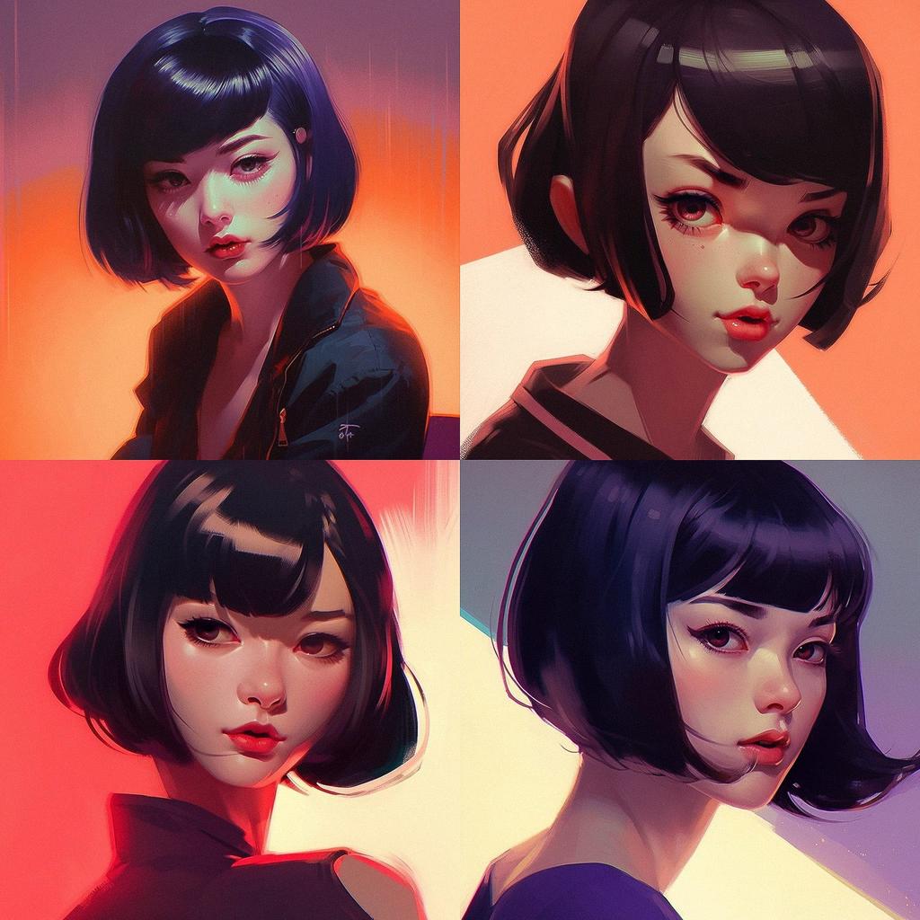 Ilya Kuvshinov style, Midjourney V5, render 1 of 4