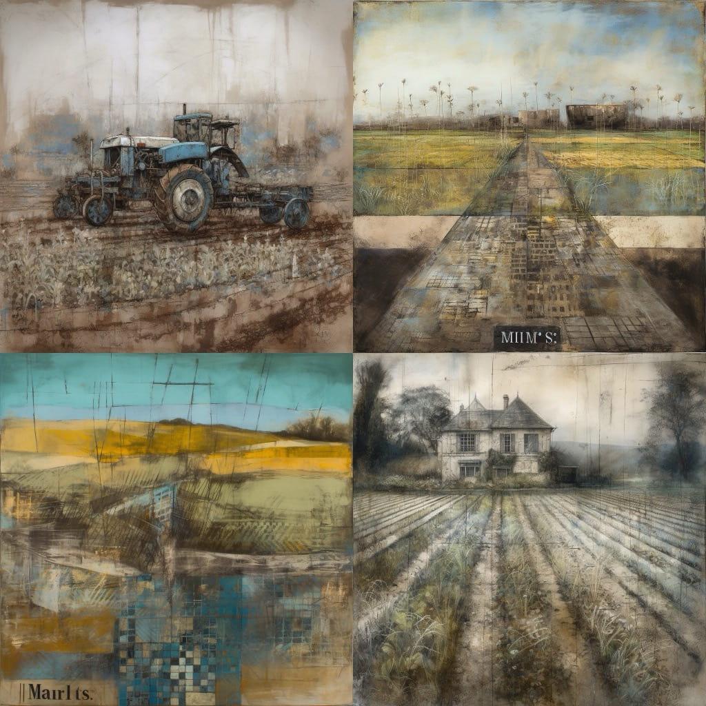Imants Tillers style, Midjourney V5, render 1 of 4