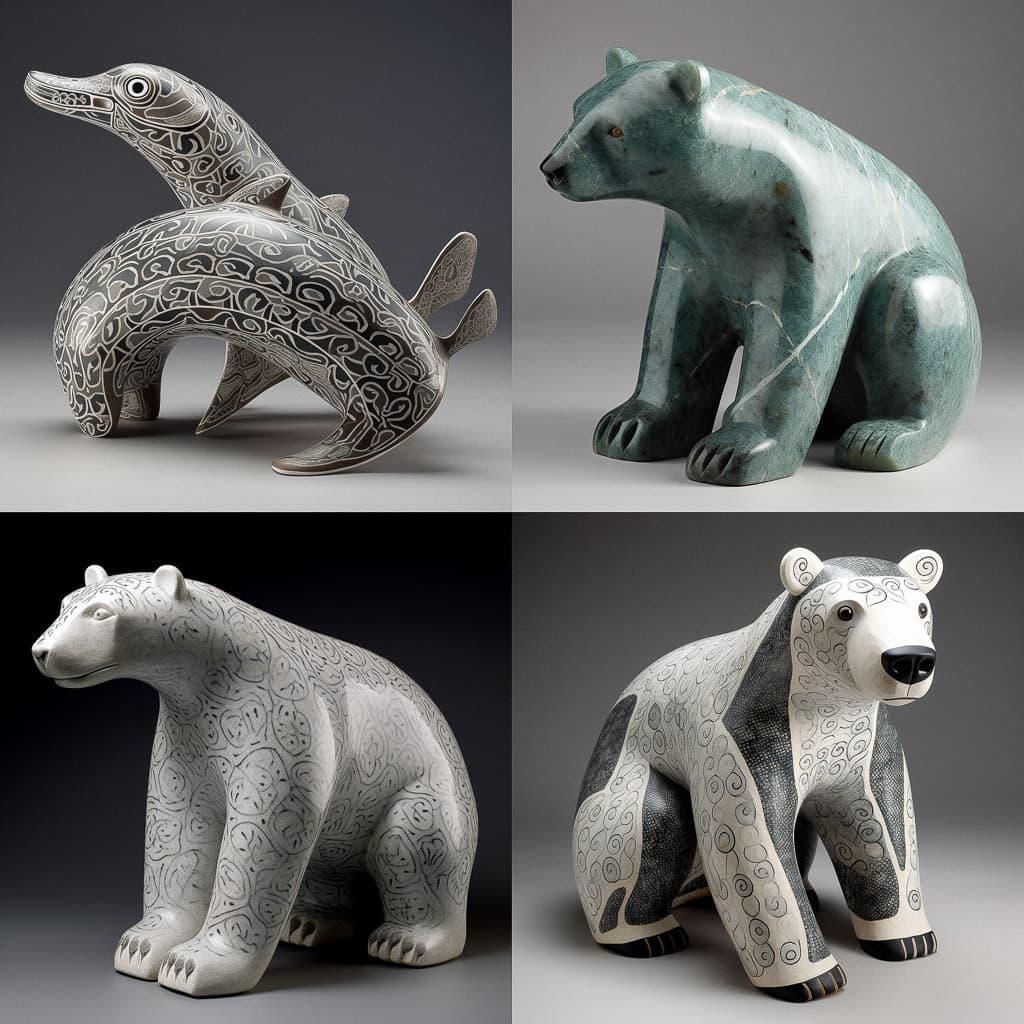 Inuit art style, Midjourney V5, render 1 of 4