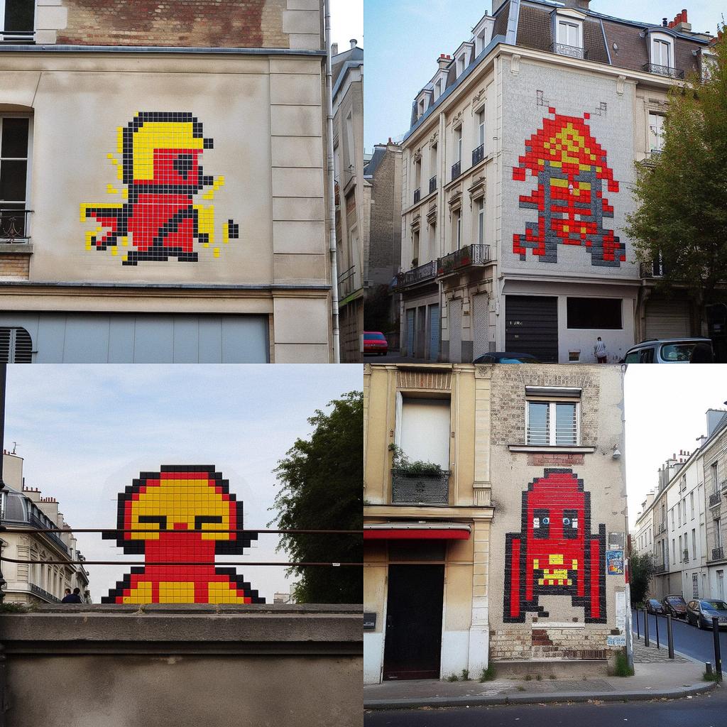 Invader style, Midjourney V5, render 1 of 4