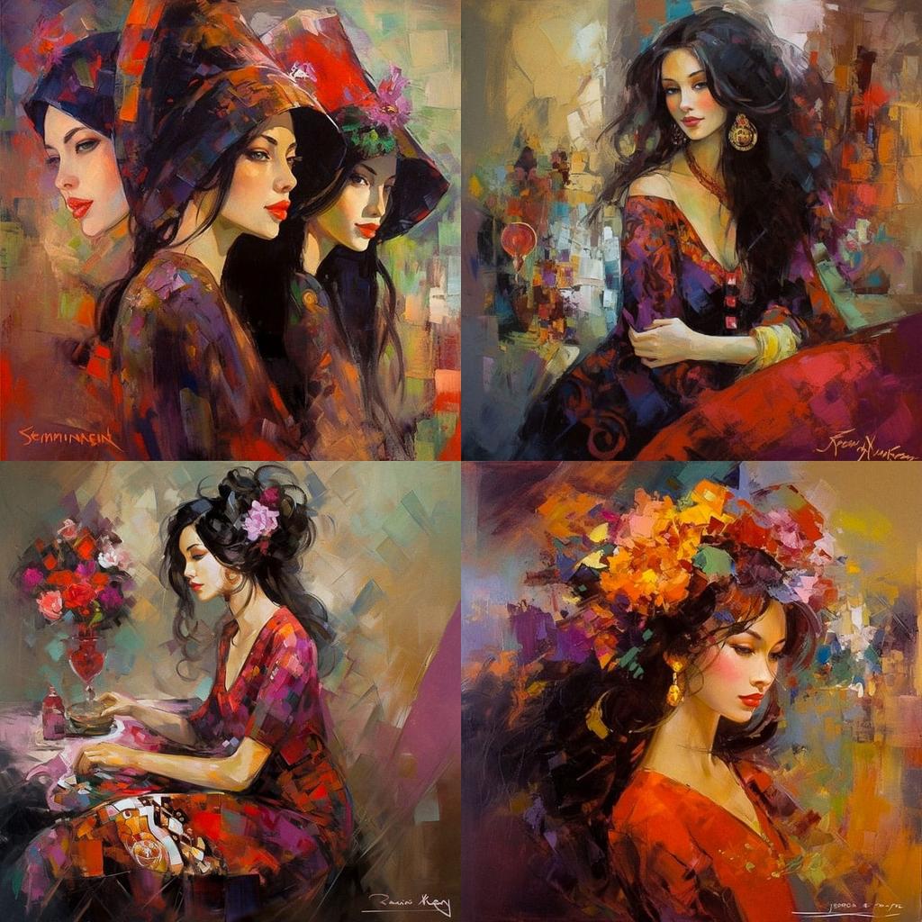 Irene Sheri Vishnevskaya style, Midjourney V5, render 1 of 4