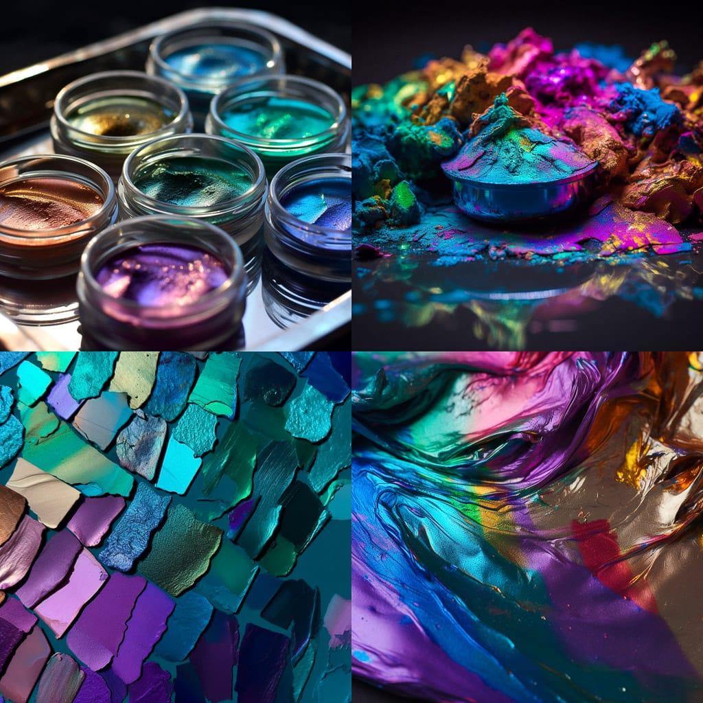 Iridescent colors style, Midjourney V5, render 1 of 4