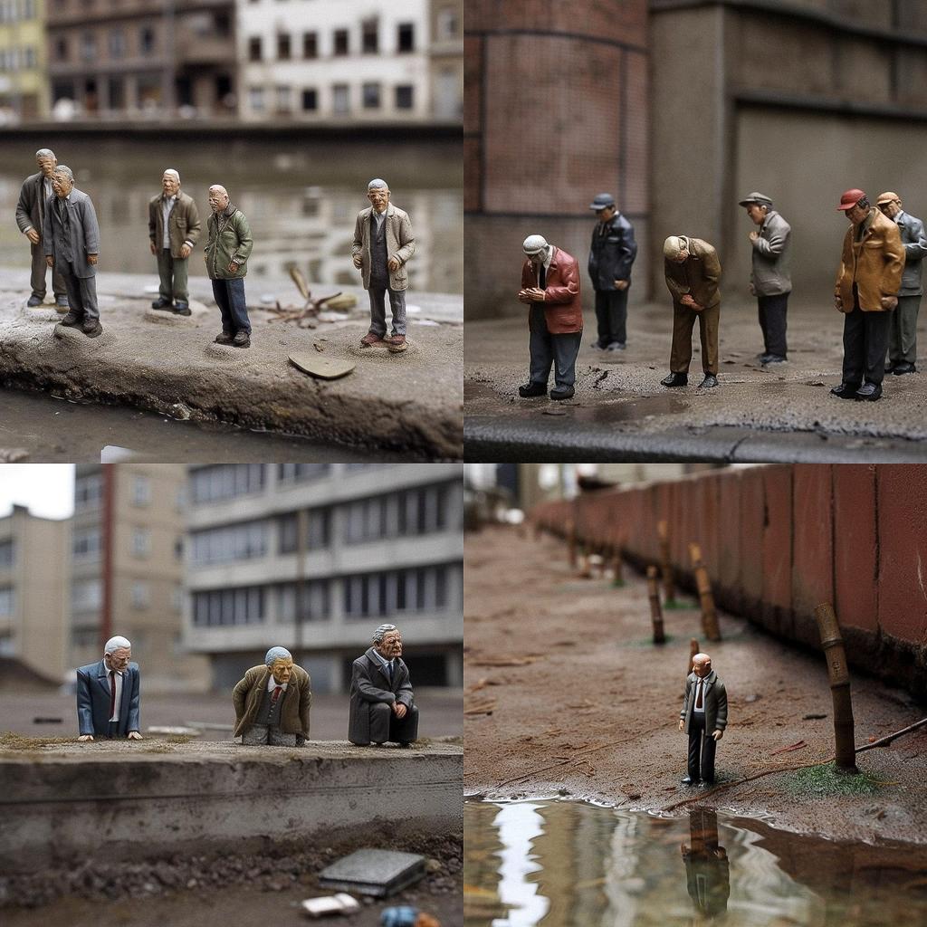 Isaac Cordal style, Midjourney V5, render 1 of 4