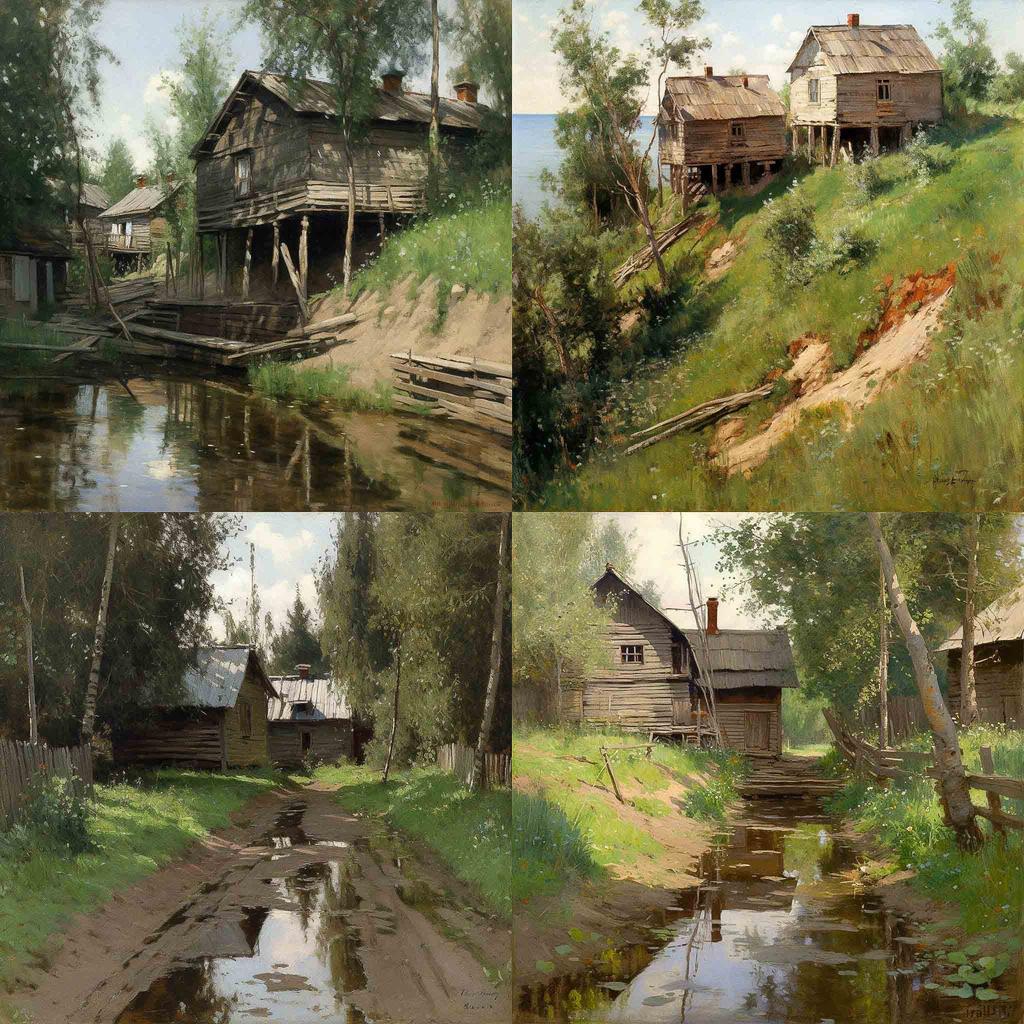 Isaac Levitan style, Midjourney V5, render 1 of 4