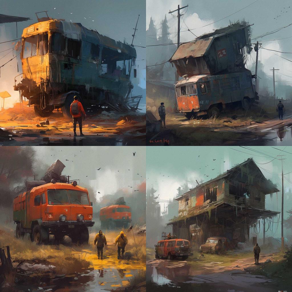 Ismail Inceoglu style, Midjourney V5, render 1 of 4