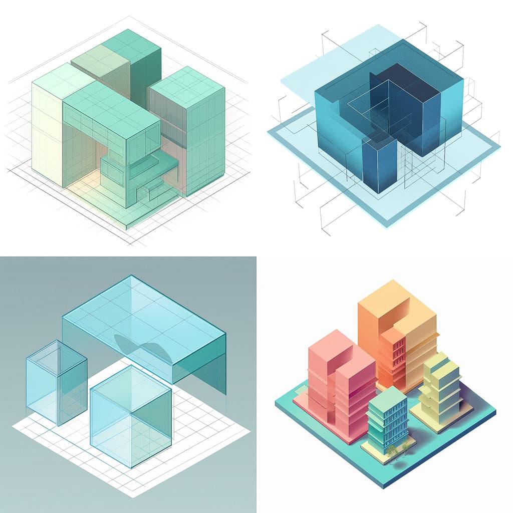 Isometric projection style, Midjourney V5, render 1 of 4