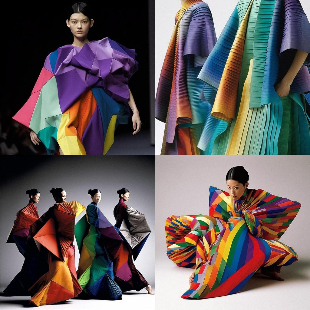 Issey Miyake style, Midjourney V5, render 1 of 4