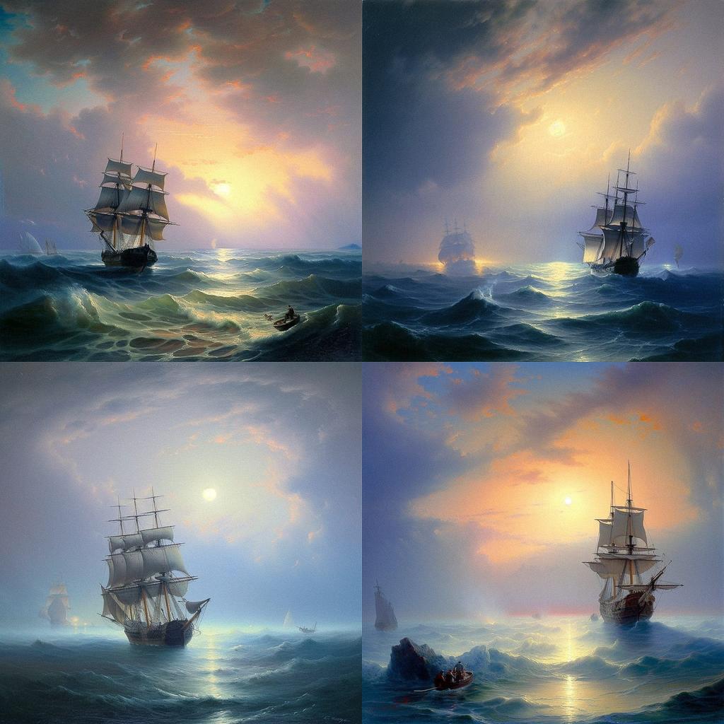 Ivan Aivazovsky style, Midjourney V5, render 1 of 4