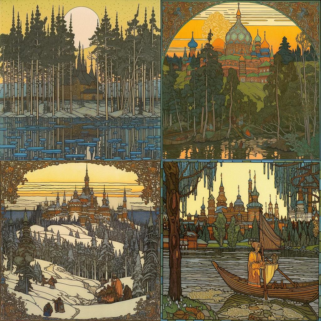 Ivan Bilibin style, Midjourney V5, render 1 of 4