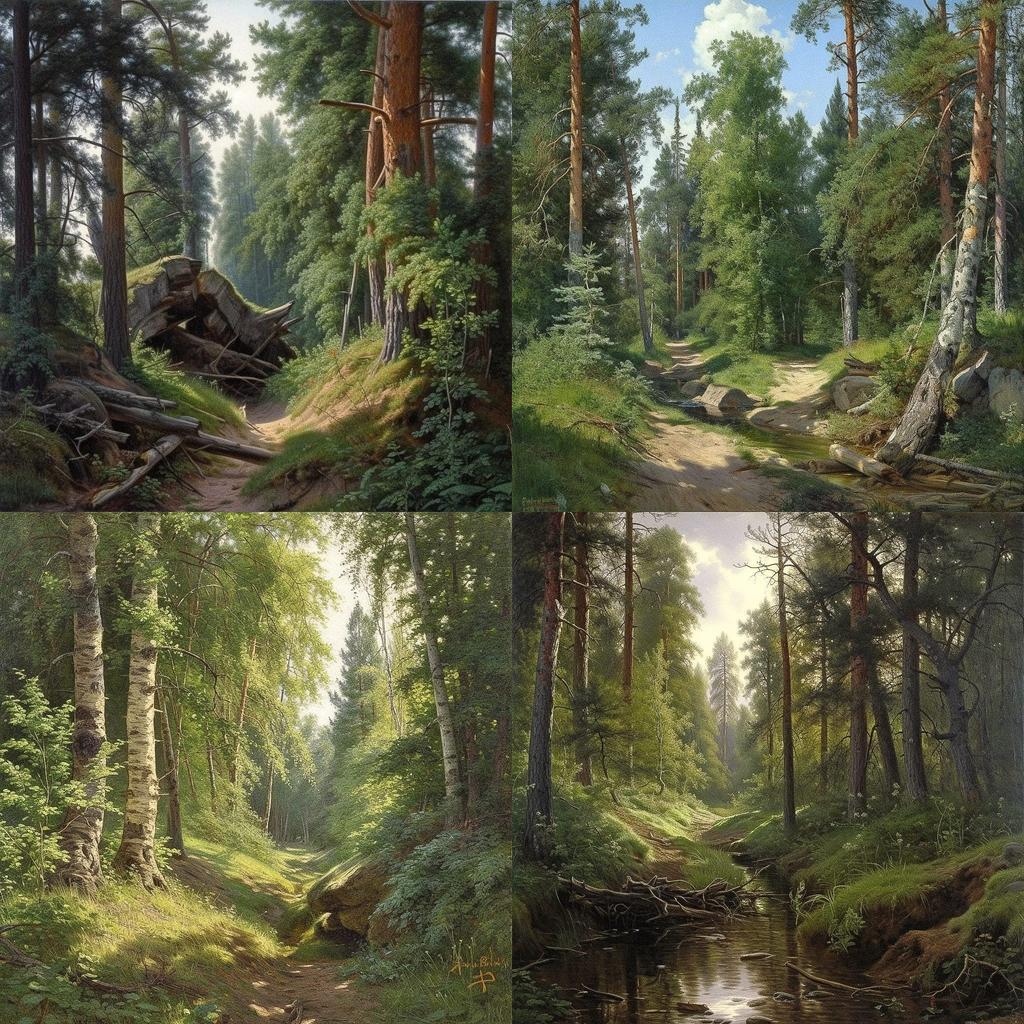 Ivan Shishkin style, Midjourney V5, render 1 of 4