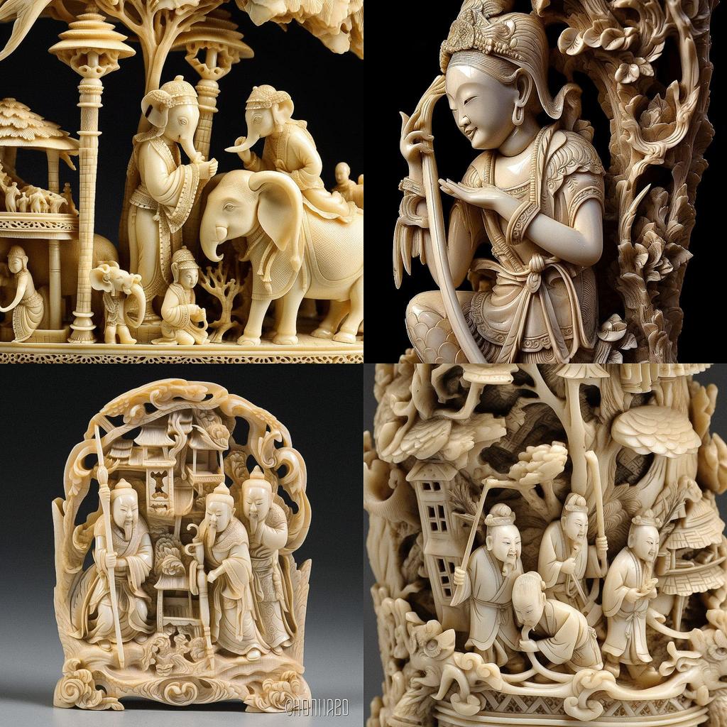 Ivory carving style, Midjourney V5, render 1 of 4