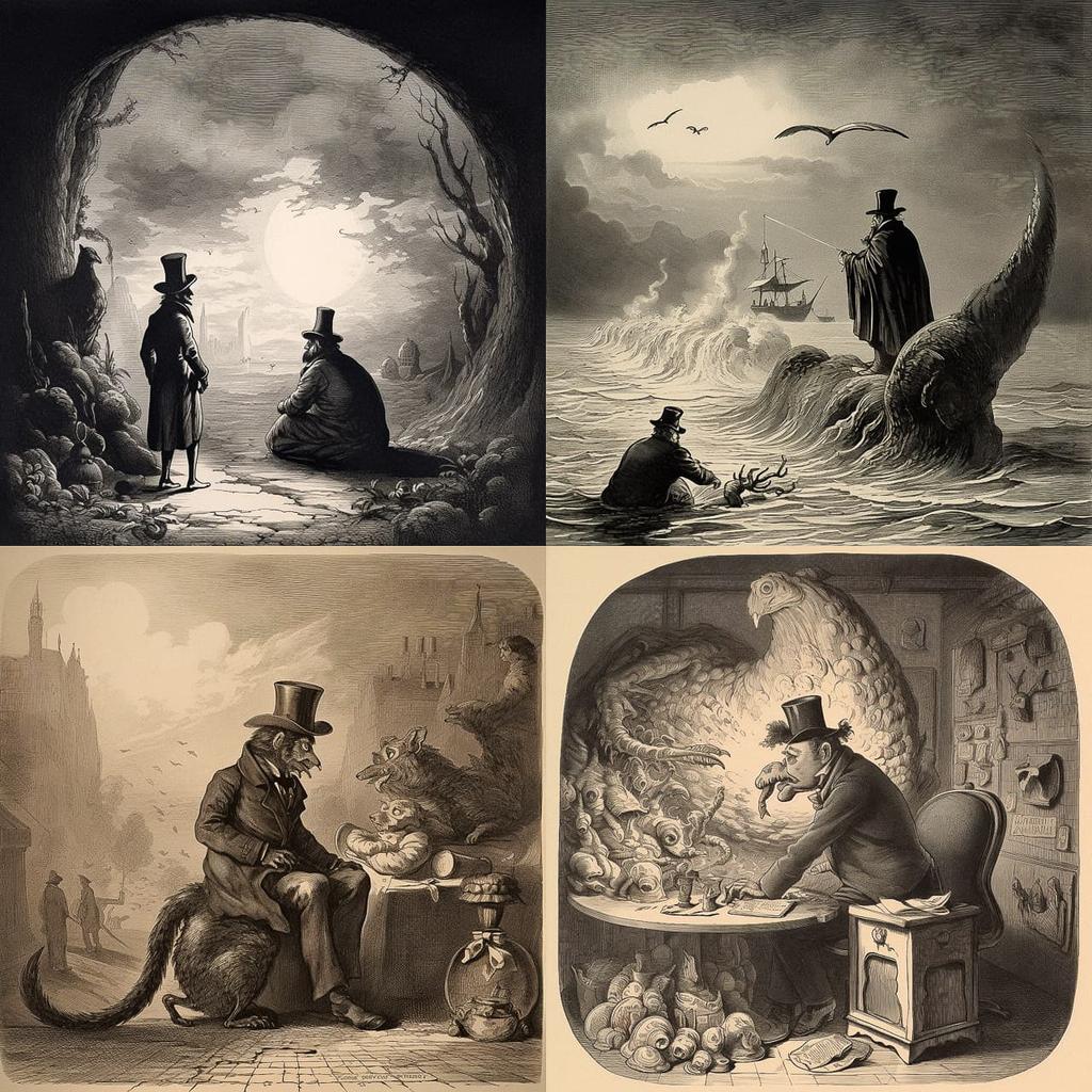 J. J. Grandville style, Midjourney V5, render 1 of 4