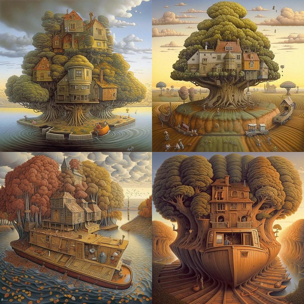 Jacek Yerka style, Midjourney V5, render 1 of 4