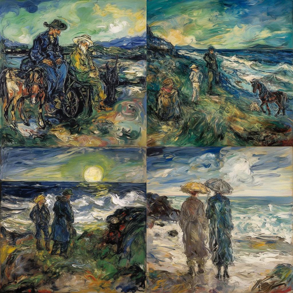 Jack Butler Yeats style, Midjourney V5, render 1 of 4