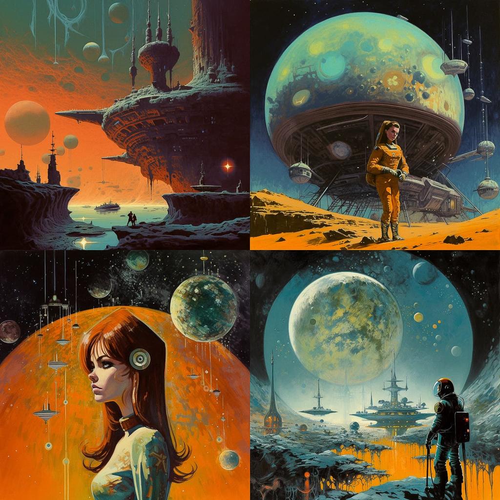 Jack Gaughan style, Midjourney V5, render 1 of 4