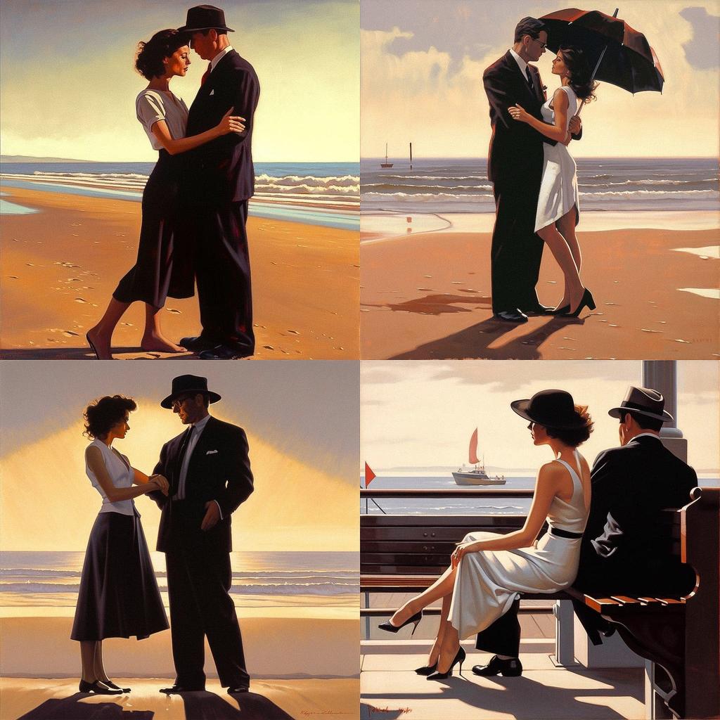 Jack Vettriano style, Midjourney V5, render 1 of 4