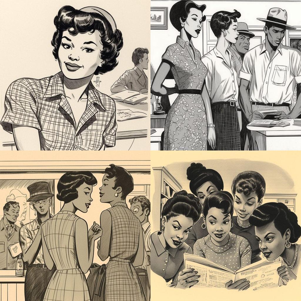 Jackie Ormes style, Midjourney V5, render 1 of 4