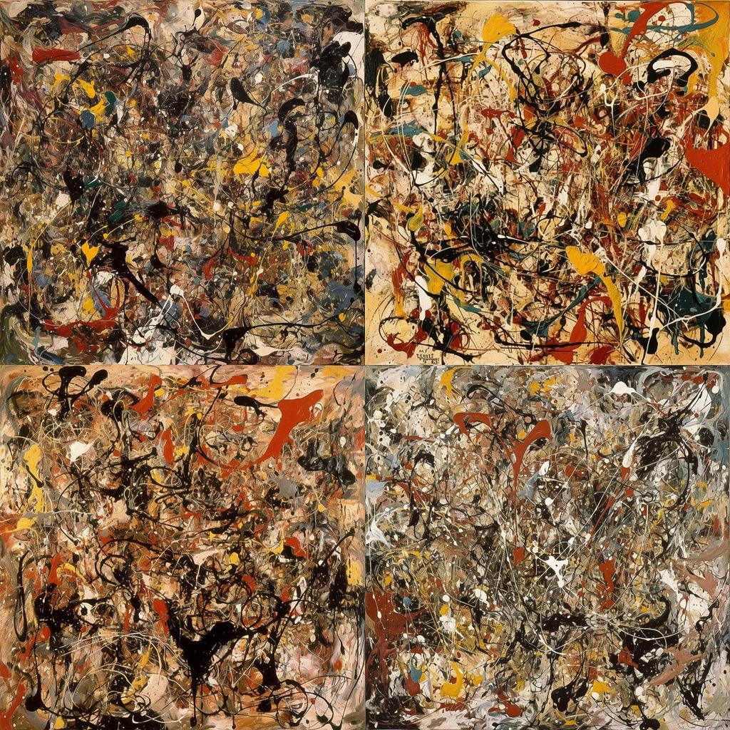 Jackson Pollock style, Midjourney V5, render 1 of 4
