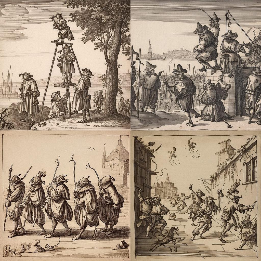 Jacques Callot style, Midjourney V5, render 1 of 4
