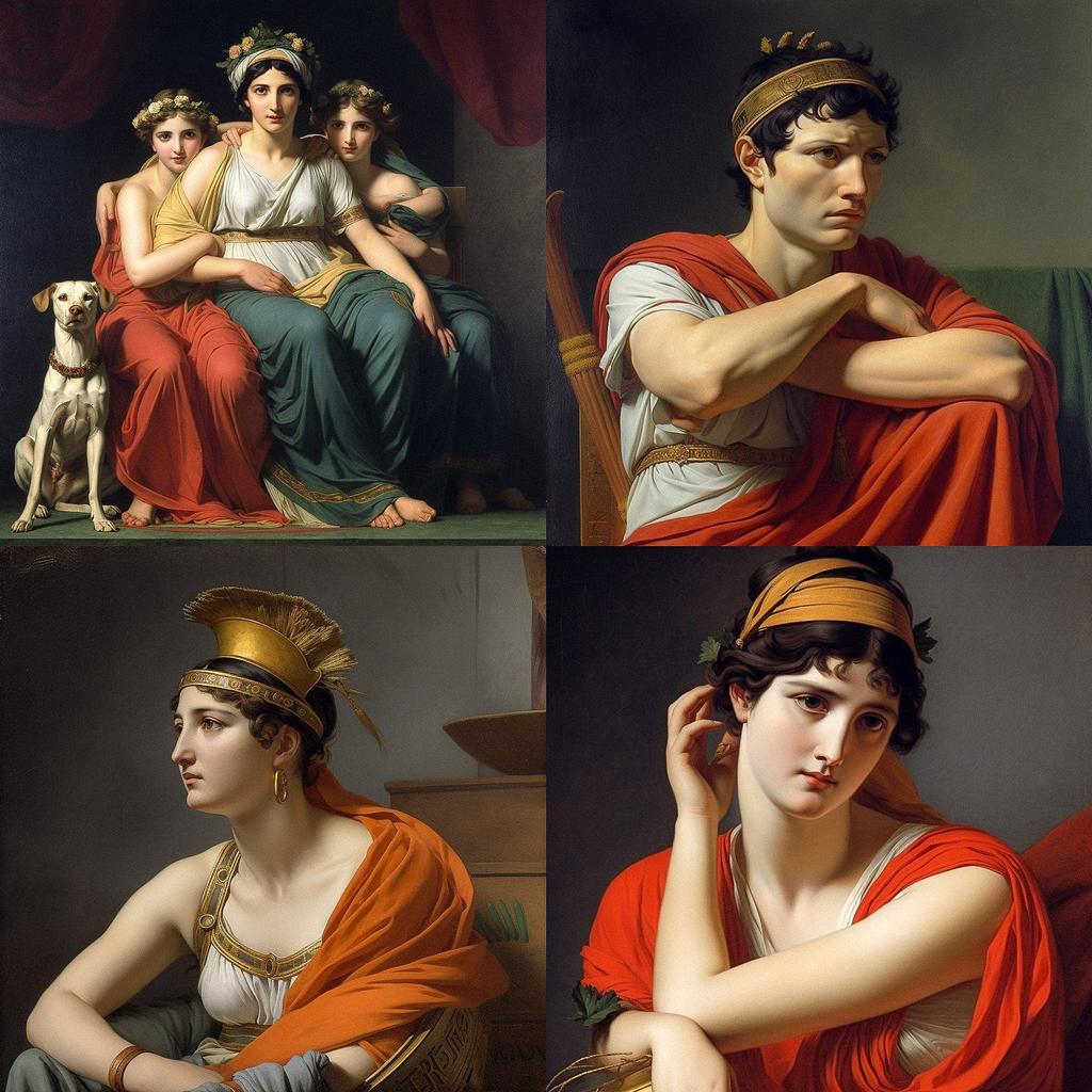 Jacques-Louis David style, Midjourney V5, render 1 of 4