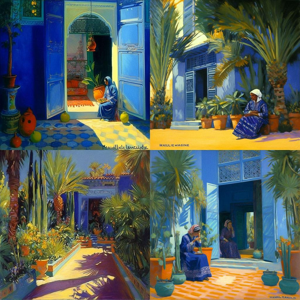 Jacques Majorelle style, Midjourney V5, render 1 of 4