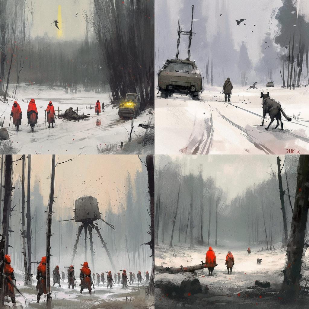 Jakub Rozalski style, Midjourney V5, render 1 of 4