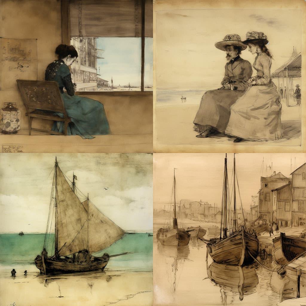 James Abbott McNeill Whistler style, Midjourney V5, render 1 of 4