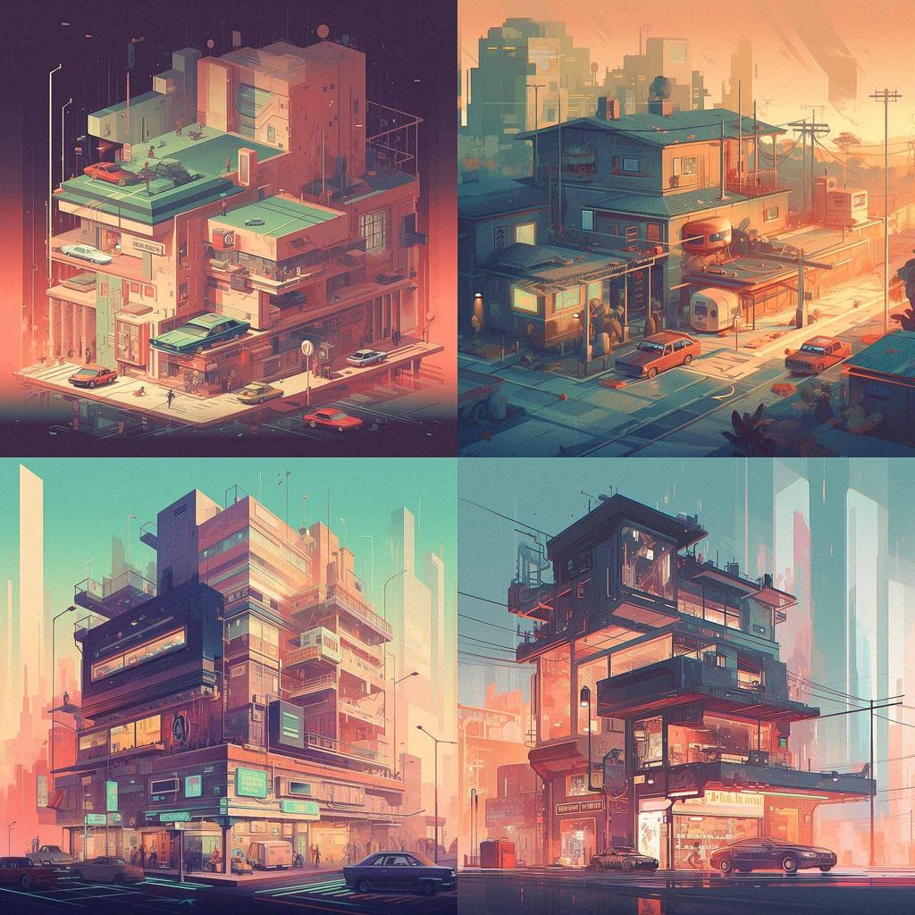James Gilleard style, Midjourney V5, render 1 of 4