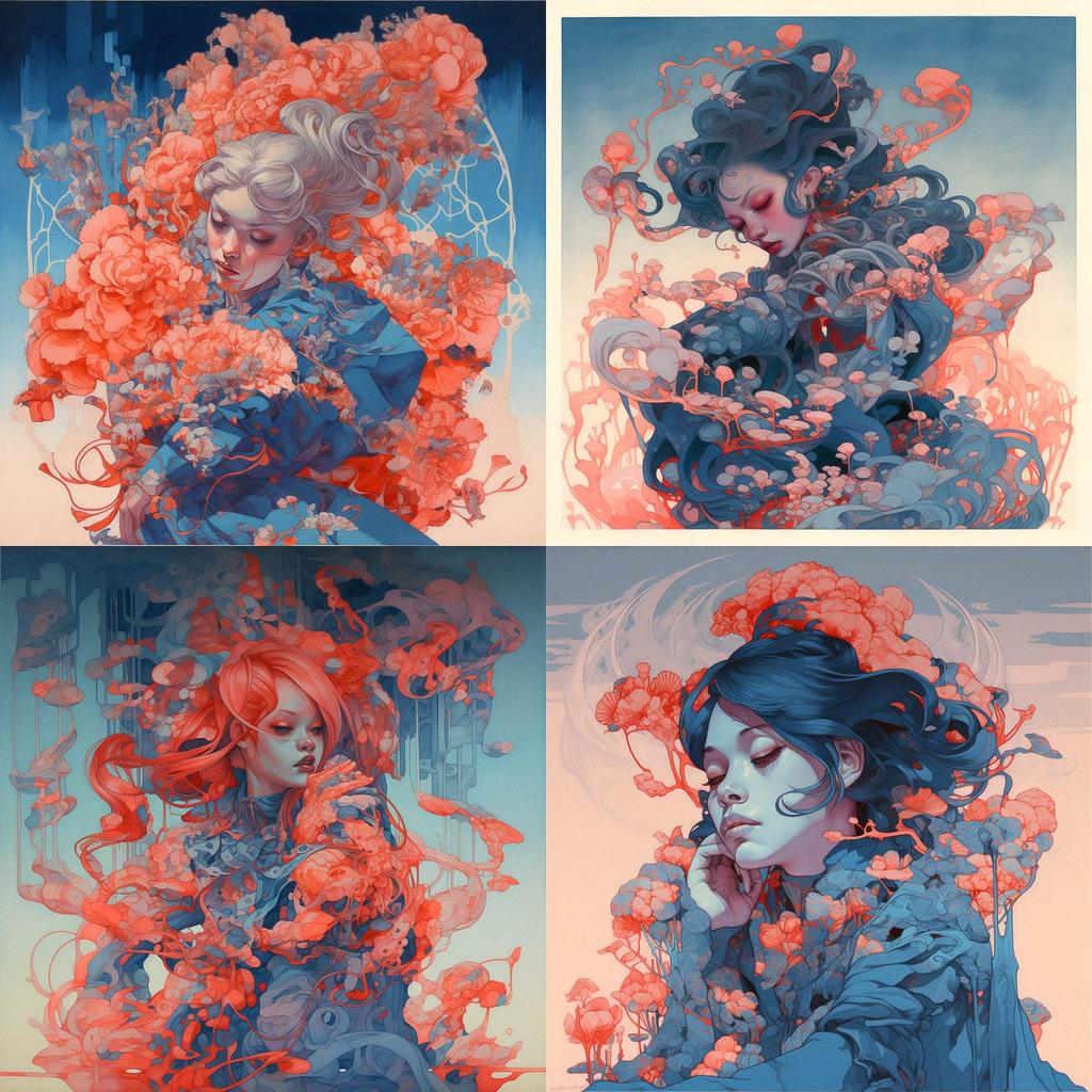 James Jean style, Midjourney V5, render 1 of 4