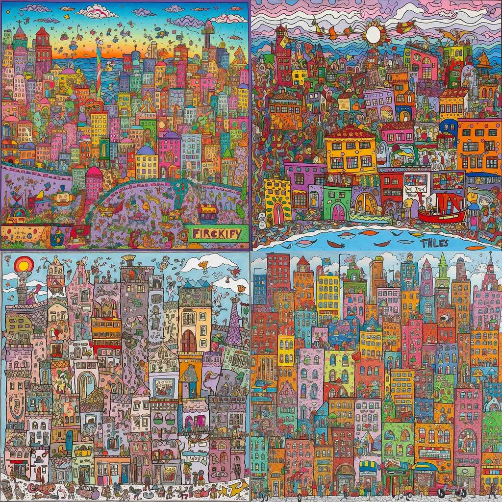 James Rizzi style, Midjourney V5, render 1 of 4