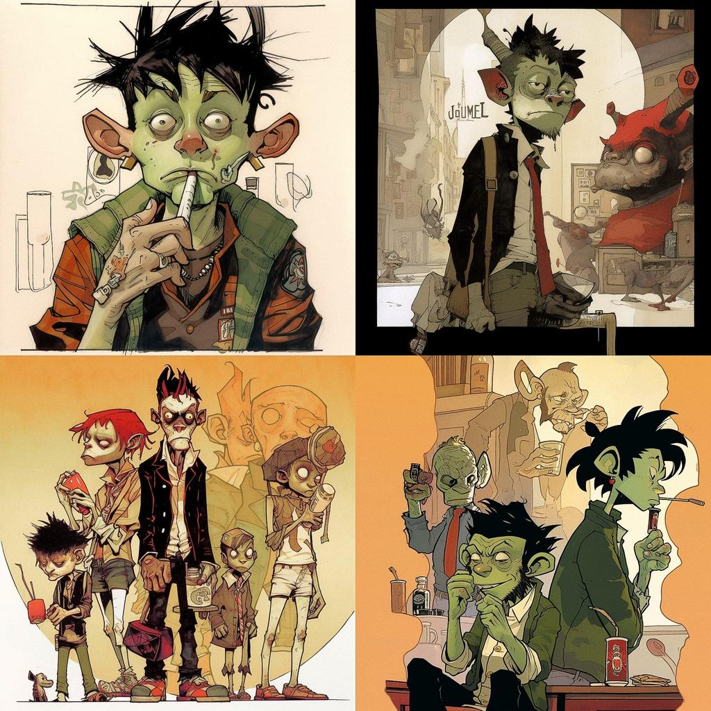 Jamie Hewlett style, Midjourney V5, render 1 of 4
