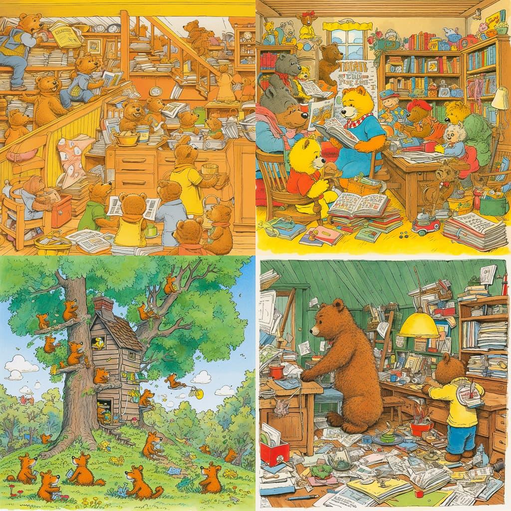 Jan Berenstain style, Midjourney V5, render 1 of 4