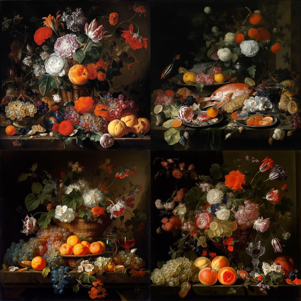 Jan Davidsz de Heem style, Midjourney V5, render 1 of 4